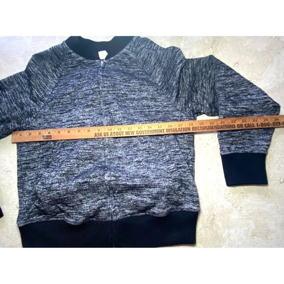 Gap Heathered Gray Zip-Up Jacket Pockets Black Ribbed Trim Comfort Casual - Picture 4 of 5